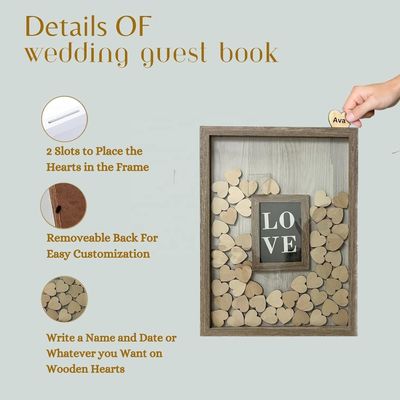 Décoration de mariage romantique en bois et en verre cadre personnalisé avec une grande photo