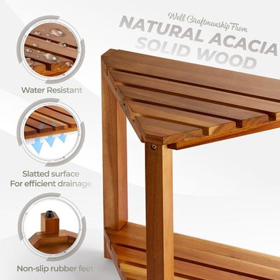 Meubles de salon Bancs de douche d'angle en bois Sièges et bancs avec étagère de rangement