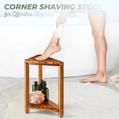 Meubles de salon Bancs de douche d'angle en bois Sièges et bancs avec étagère de rangement