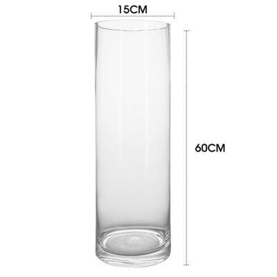 Vase en verre transparent en Europe, cylindre haut épaissie, style avec une hauteur de 10 à 60 cm
