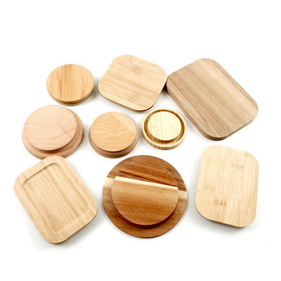 Bois d'acacia, noix de pin, bambou, caoutchouc, chêne, cerisier, MDF, liège, bougies, couvercles en bois