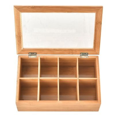 Jouet industriel Imprimé sur mesure Emballage de thé en bois en bambou avec plafond en verre non fini