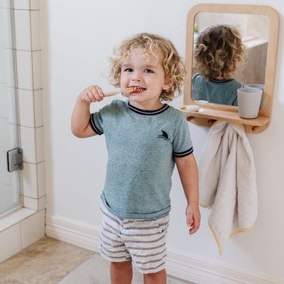 Miroir d'entrée avec crochets et étagère organisateur style de conception rustique