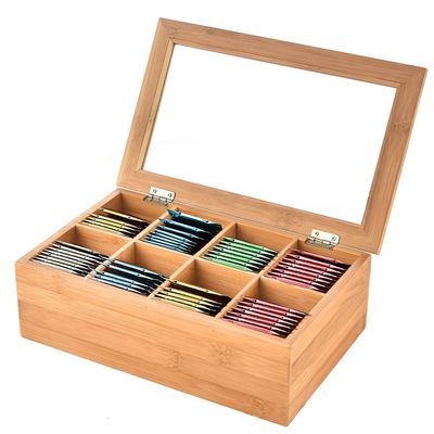 Boîte à thé en bois vide pour cadeaux avec logo personnalisé et couleur simple