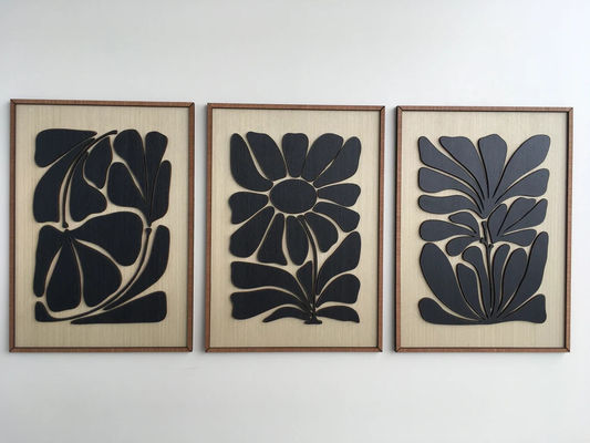 Appareil électroménager Art mural moderne du milieu du siècle pour la salle Boho Art à feuilles en noir et blanc minimal