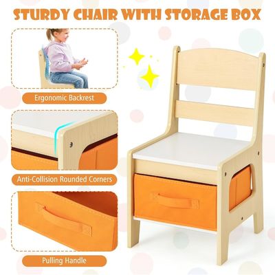 Table d'activités en bois et 2 chaises pour enfants Ensemble de jouets d'apprentissage pour enfants avec tiroir de rangement