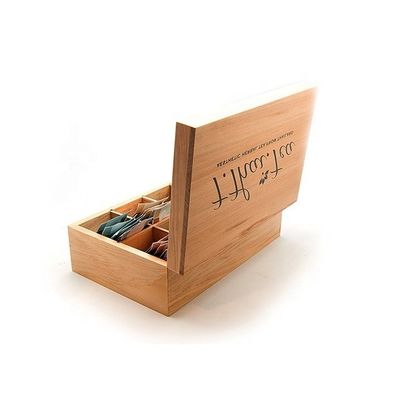 8 Compartement Boîte à thé en bois en couleur claire, adaptée à l'impression sur sérigraphe