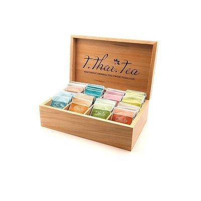 8 Compartement Boîte à thé en bois en couleur claire, adaptée à l'impression sur sérigraphe