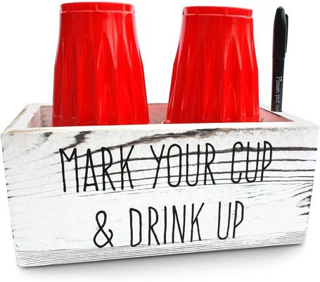 Porte-gobelets jetable à double pin blanc unique pour distribuer des ustensiles de fête rustique