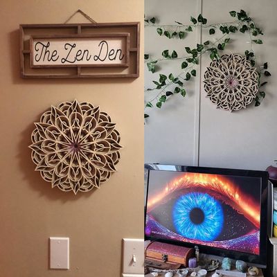 Décoratif artisanal à 6 couches Colorié Décoration suspendue Boho Décoration murale de l'art Mandala en bois