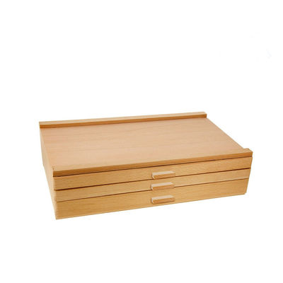 Boîte à bijoux en bois d'organisation de luxe avec tiroir d'impression d'impression à écran de soie / brûlé