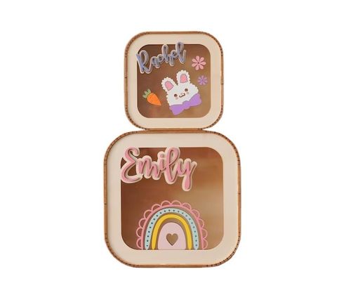 Boîte d'argent en bois de pin Montessori Décoration de chambre d'enfant Boîte à argent en bois Cadeau pour fille