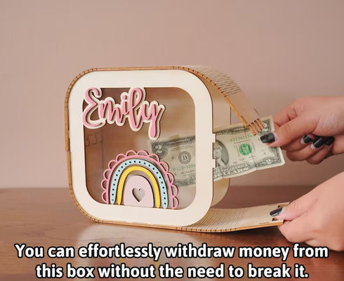 Boîte d'argent en bois de pin Montessori Décoration de chambre d'enfant Boîte à argent en bois Cadeau pour fille