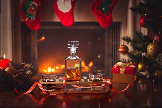 Décanteur de whisky sur mesure avec support en bois et pierres de refroidissement pour les célébrations de fête