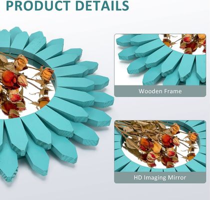 Miroir murale décoratif en blanc ou votre couleur 12 pouces bois rustique style Boho