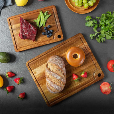 Acheteurs commerciaux Planche à découper du fromage en bois d'acacia de cuisine moderne avec rainure de jus