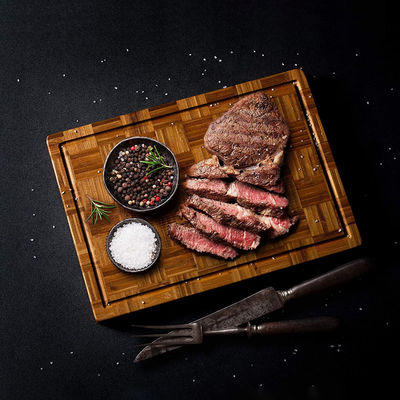 Plaques de coupe de bambou pour toute saison, ensemble de 3 pièces avec rainure de jus et sérigraphie