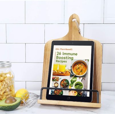 Lisez facilement vos recettes avec ce porte-livres à recettes en bois rustique réglable