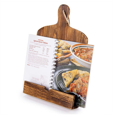 Porteur de support de livre de cuisine en bois avec support de pied
