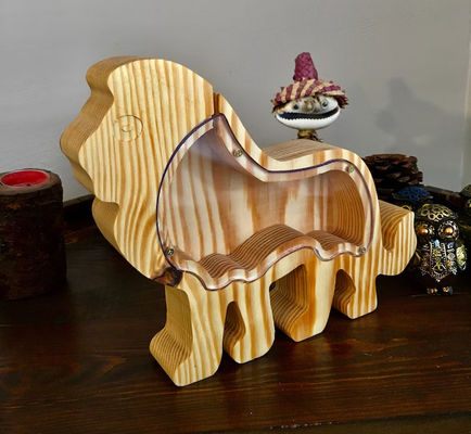 Cadeau d'enfant en bois Animal Piggy Bank Personnalisé et verni surprise de Noël