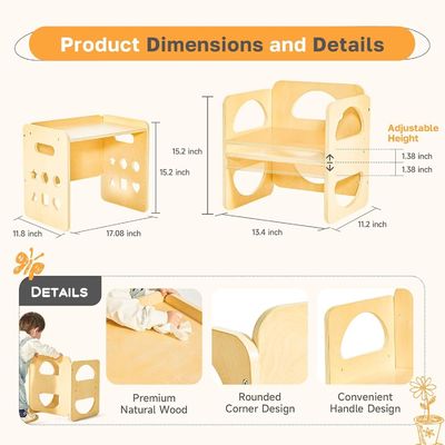 En bois sur mesure 1 à 3 ans enfants hauteur réglable chaise étape tabouret pour le salon