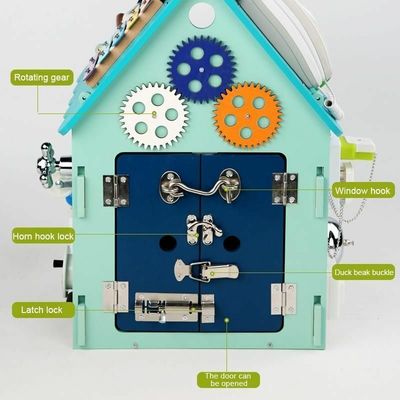 Montessori Jouets en bois Maison occupée Puzzle multi-fonctionnel Déverrouillage de trésor Boîte vernis