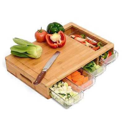 OEM ODM Accepté classique rectangle BAMBOO planche de coupe avec conteneurs de rainures de jus