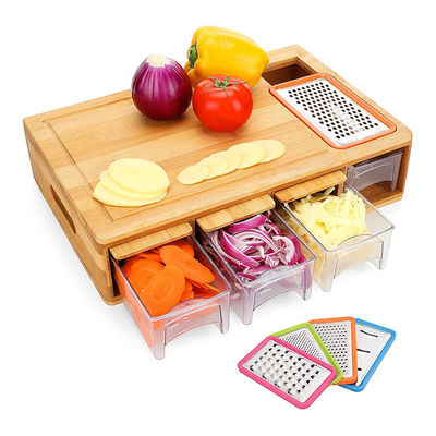 OEM ODM Accepté classique rectangle BAMBOO planche de coupe avec conteneurs de rainures de jus