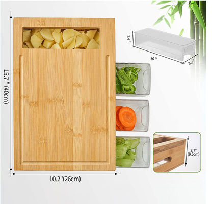 OEM ODM Accepté classique rectangle BAMBOO planche de coupe avec conteneurs de rainures de jus