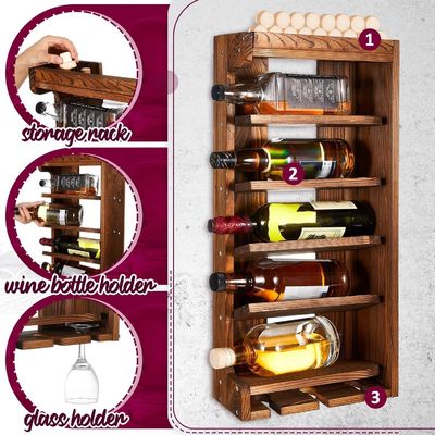 Étagère de stockage pour affichage de vin moderne et chic avec porte-bouteilles en verre