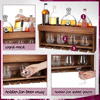 Étagère de stockage pour affichage de vin moderne et chic avec porte-bouteilles en verre