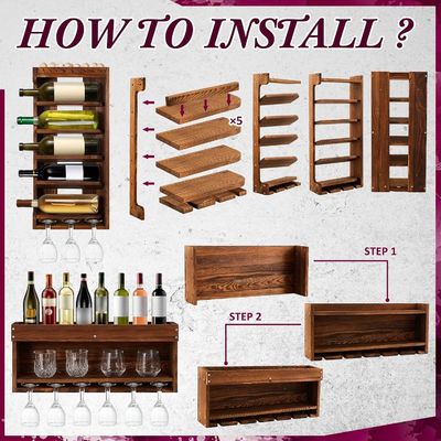 Étagère de stockage pour affichage de vin moderne et chic avec porte-bouteilles en verre