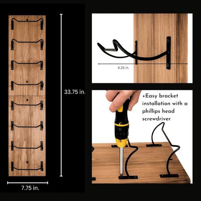 Étagère de vin en bois montée sur le mur pour affichage murale