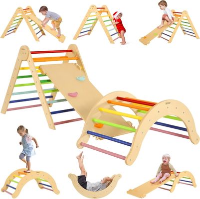 Jouets d'apprentissage pour enfants Triangle en bois avec arc de rampe Jouets d'escalade pour tout-petits