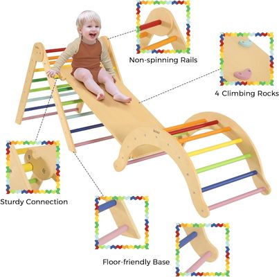 Jouets d'apprentissage pour enfants Triangle en bois avec arc de rampe Jouets d'escalade pour tout-petits