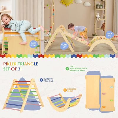 Jouets d'apprentissage pour enfants Triangle en bois avec arc de rampe Jouets d'escalade pour tout-petits