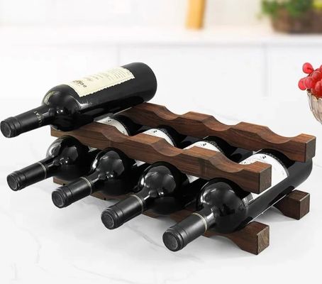 Étagère pour bouteille de vin de table Étagère d'affichage de vin en bois pour organisation d'économie d'espace