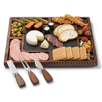 Servez votre fromage avec style avec notre ensemble de couverts en ardoise à double face et en acier inoxydable