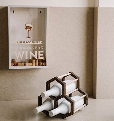 Économie d'espace 202404 Porte-bouteilles à vin en bois à nid de miel
