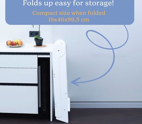 Impression de tabouret de cuisine pour tout-petits brûlé avec 3 hauteurs réglables pliées Oui