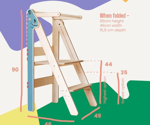 Tabouret d'apprentissage pliable de taille commune ou personnalisé Montessori