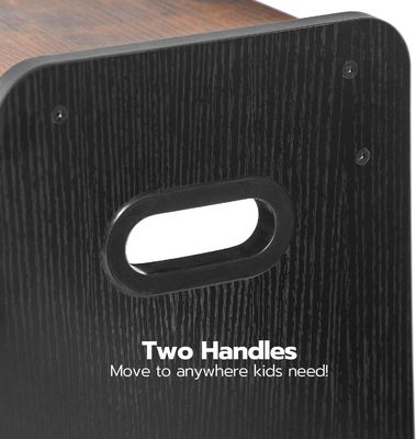 Logo personnalisé Rustique marron Deux étapes Tabouret pour tout-petit avec poignée Meubles pour la maison