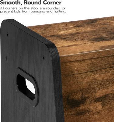 Logo personnalisé Rustique marron Deux étapes Tabouret pour tout-petit avec poignée Meubles pour la maison