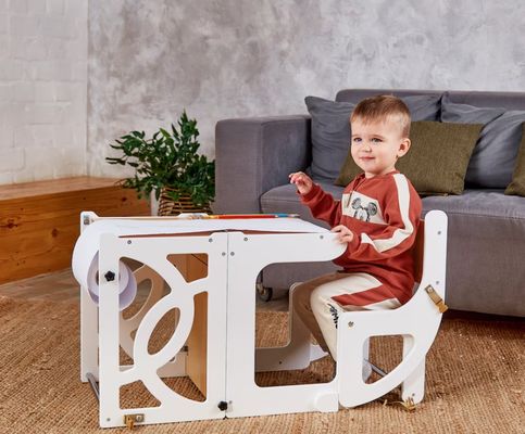 7 en 1 Cabriolet Table de tour pour tout-petits avec dossier Améliorer l'apprentissage et le plaisir de cuisine