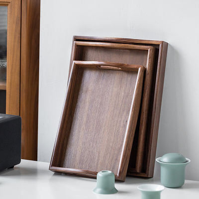 Logo personnalisé Acceptable Plateau de service en bois de noyer à bout artisanal avec poignées