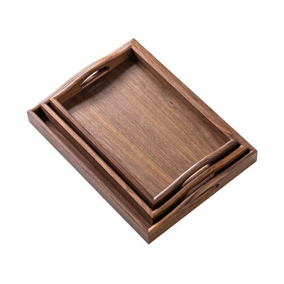 Logo personnalisé Acceptable Plateau de service en bois de noyer à bout artisanal avec poignées