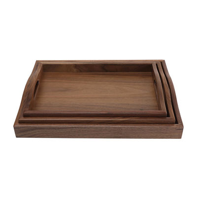 Logo personnalisé Acceptable Plateau de service en bois de noyer à bout artisanal avec poignées