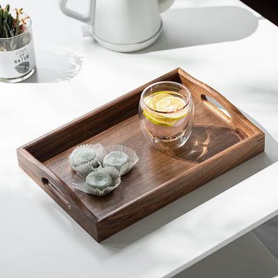 Logo personnalisé Acceptable Plateau de service en bois de noyer à bout artisanal avec poignées