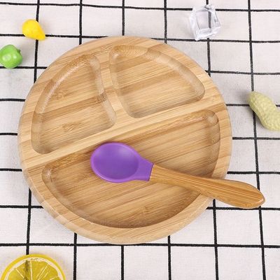 Plate de bambou pour bébé Plate de dessert Plate de vaisselle pour enfants Plate avec ensemble de couverts de dessins animés