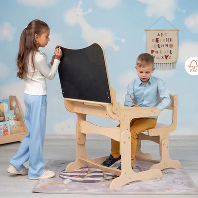 Montessori enfants ensemble de meubles d'étude taille personnalisée bureau et chaise en bois avec plateau de craie